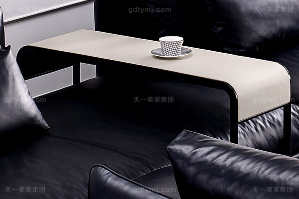 意大利極簡奢現代風家具客廳沙發黑色真皮轉角沙發組合長邊幾